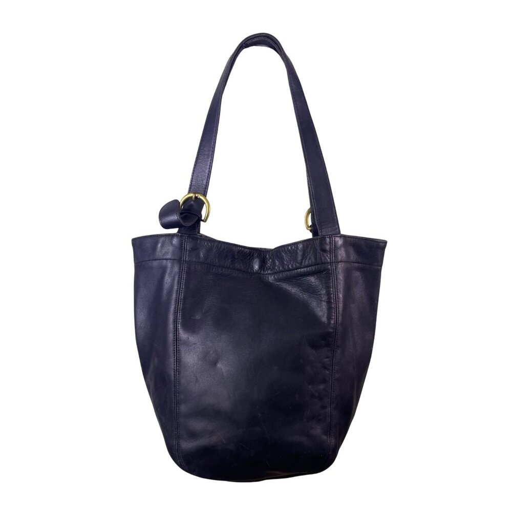 Coach Women’s Black Leather With Brass Hardware Double Handle Tote Bag - Picture 11 of 13